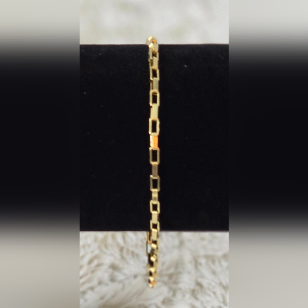 Stainless‎ Steel 18K Gold Overlay Geometric Link Bracelet NWOT